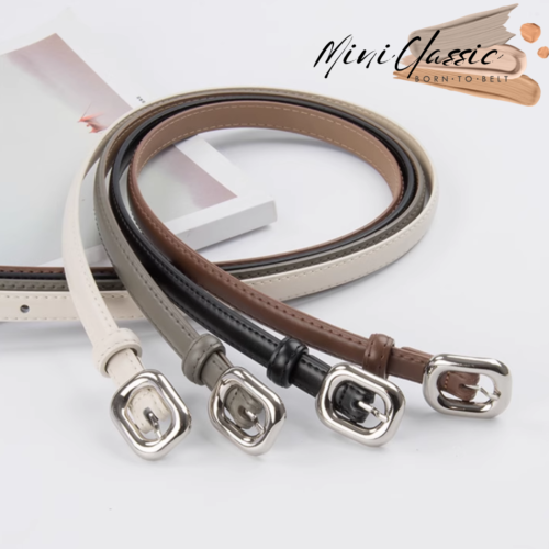 เข็มขัดหนัง เส้นเล็ก 1.5 cm มินิมอล เข็มขัดสีขาว รุ่น MiniClassic