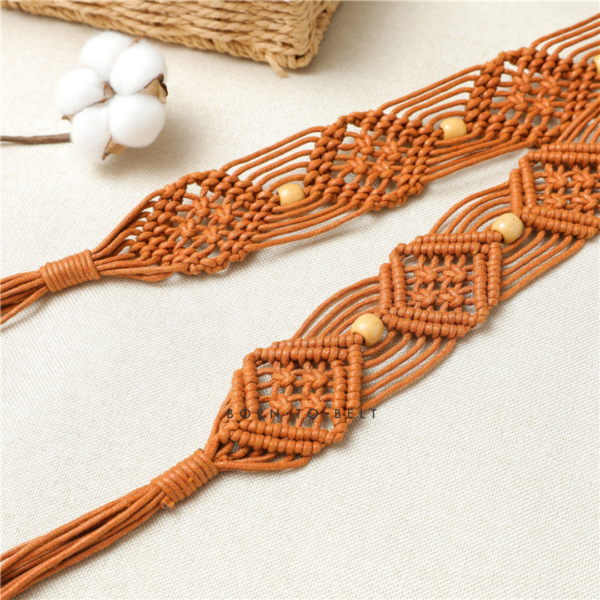 เข็มขัดเชือกถัก ประดับลูกปัด Bohemian Belt for Dress รุ่น 𝐓𝐢𝐤𝐢