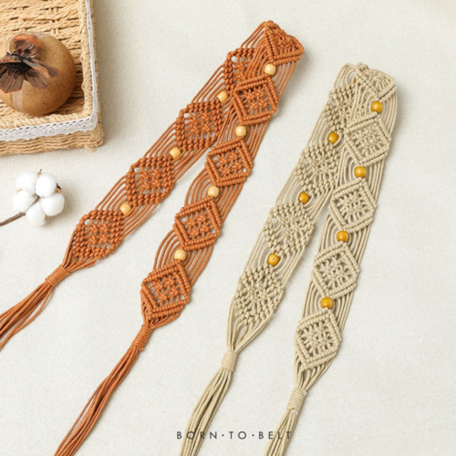 เข็มขัดเชือกถัก ประดับลูกปัด Bohemian Belt for Dress รุ่น 𝐓𝐢𝐤𝐢