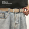 เข็มขัดเชือกถัก อะไหล่เงิน ผ้ายืด เข็มขัดผู้ชาย ใส่สบาย