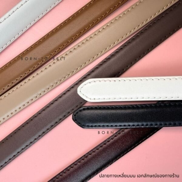 รายละเอียดสายเข็มขัดหนังผู้หญิงไซส์ใหญ่ หลายสี พร้อมงานเย็บขอบสาย
