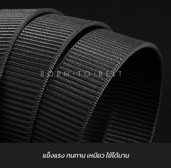 เข็มขัดผ้าไนลอนแท้ หัวโลหะ Auto-Lock เอว 30-45 นิ้ว รุ่น Rocket